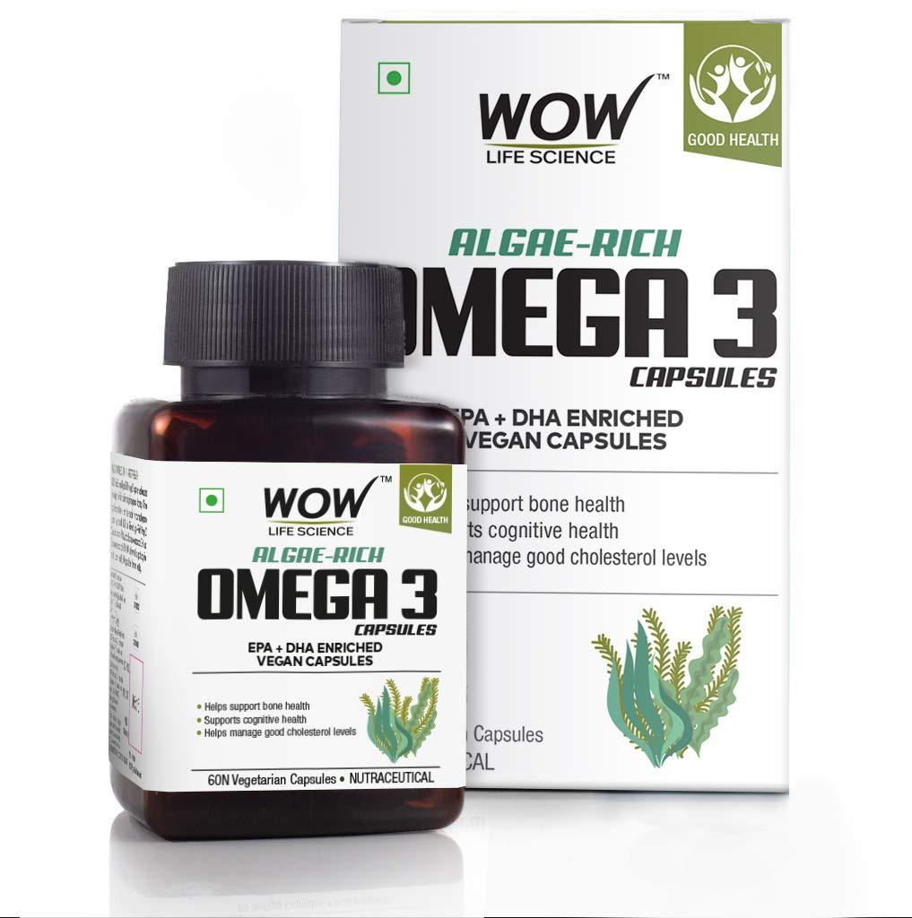WOW Life Science Algae-Rich Omega 3 Capsules - 60 Vegetarian Capsules