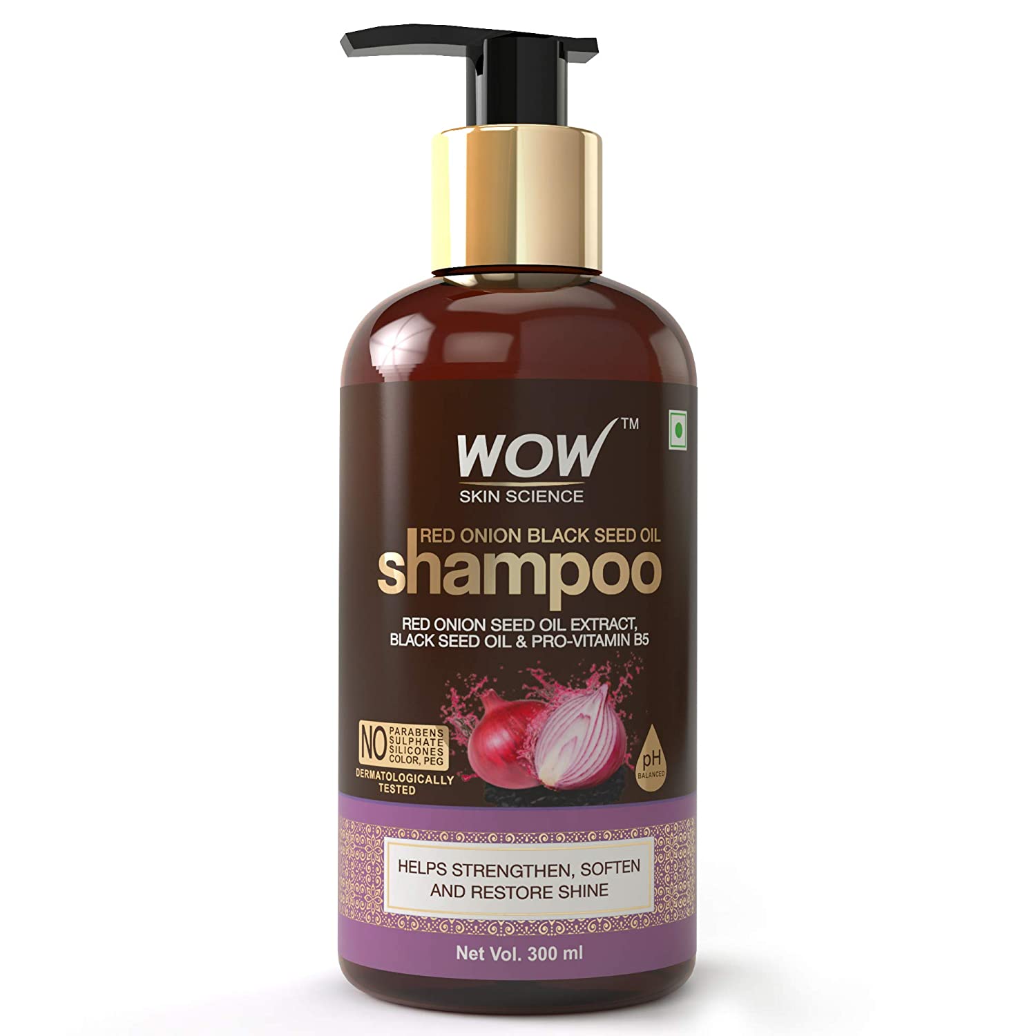 WOW Skin Science Red Onion Black Seed oil Shampoo For Hair Growth And Hair Fall Control(300ml)
