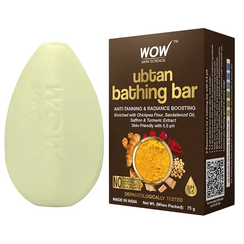 WOW Skin Science Ubtan Bathing Bar - Anti-tanning With 5.5 Ph(75gm)
