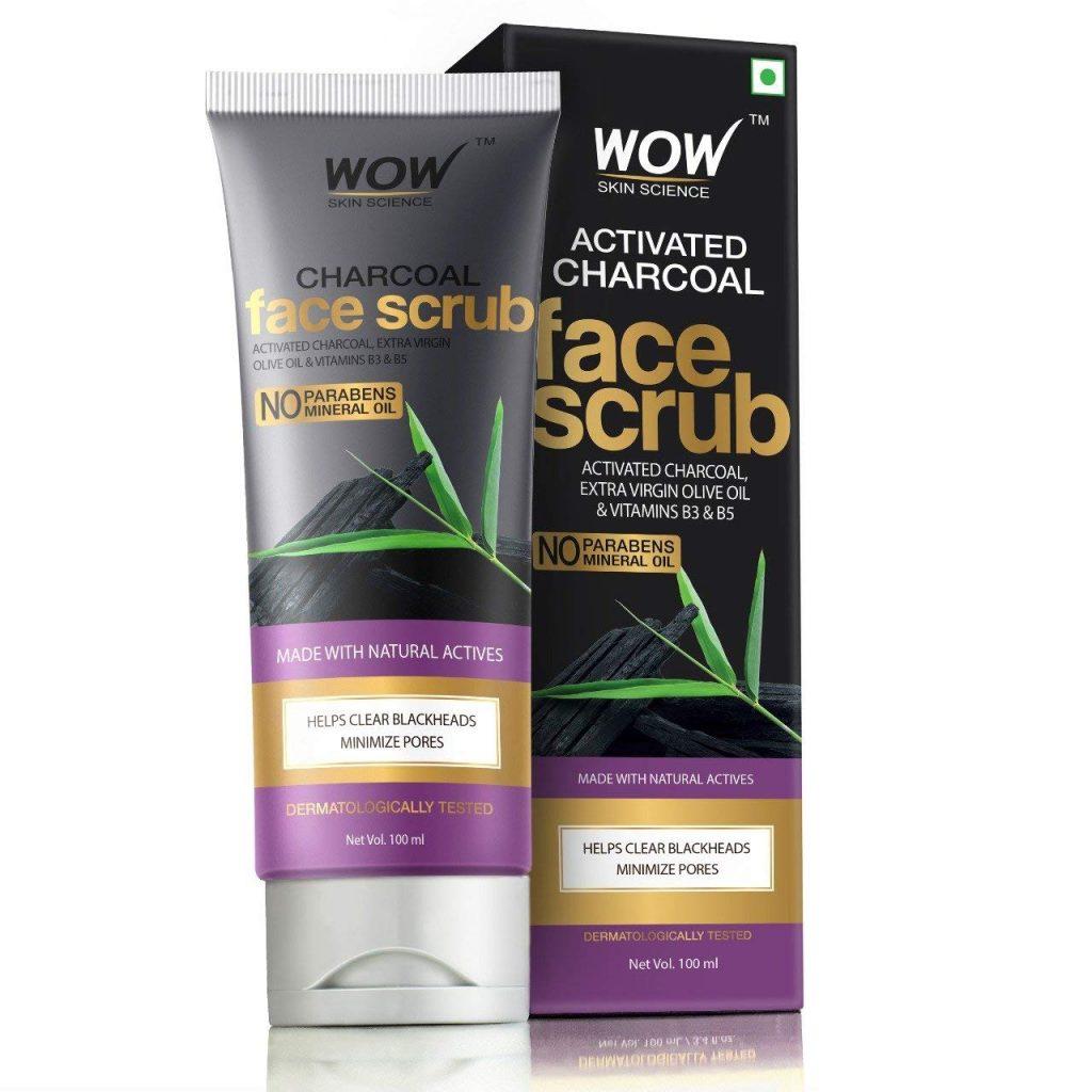 WOW Activated Charcoal Face Scrub – No Parabens & Mineral Oil – 100 ml